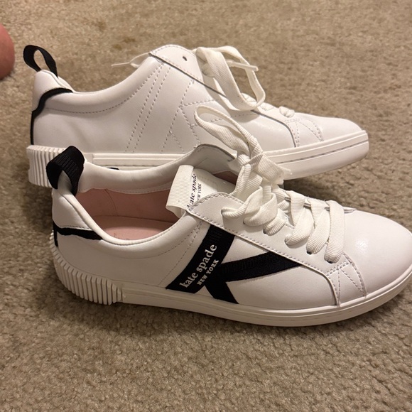 Kate Spade White Sneakers with Black Stripes - Picture 1 of 7